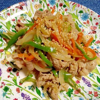 醤油とタバスコで肉野菜炒め